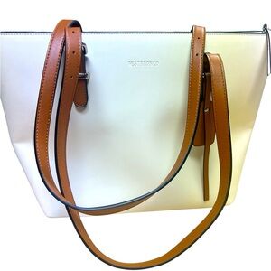 Westbronco women’s oversized shoulder purse NWOT creamy white and tan leather